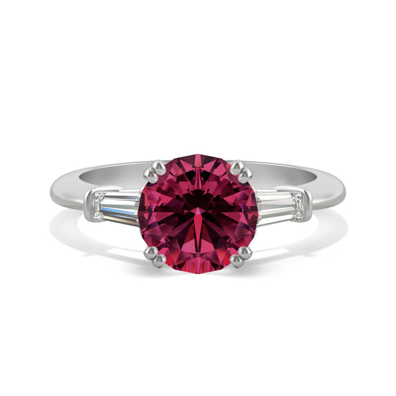3.07 CTW DEW Round Ruby Basket Ring in 14K White Gold