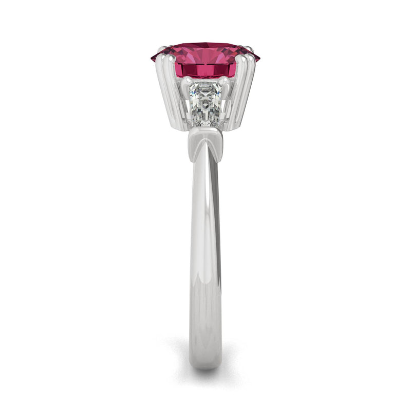 3.07 CTW DEW Round Ruby Basket Ring in 14K White Gold