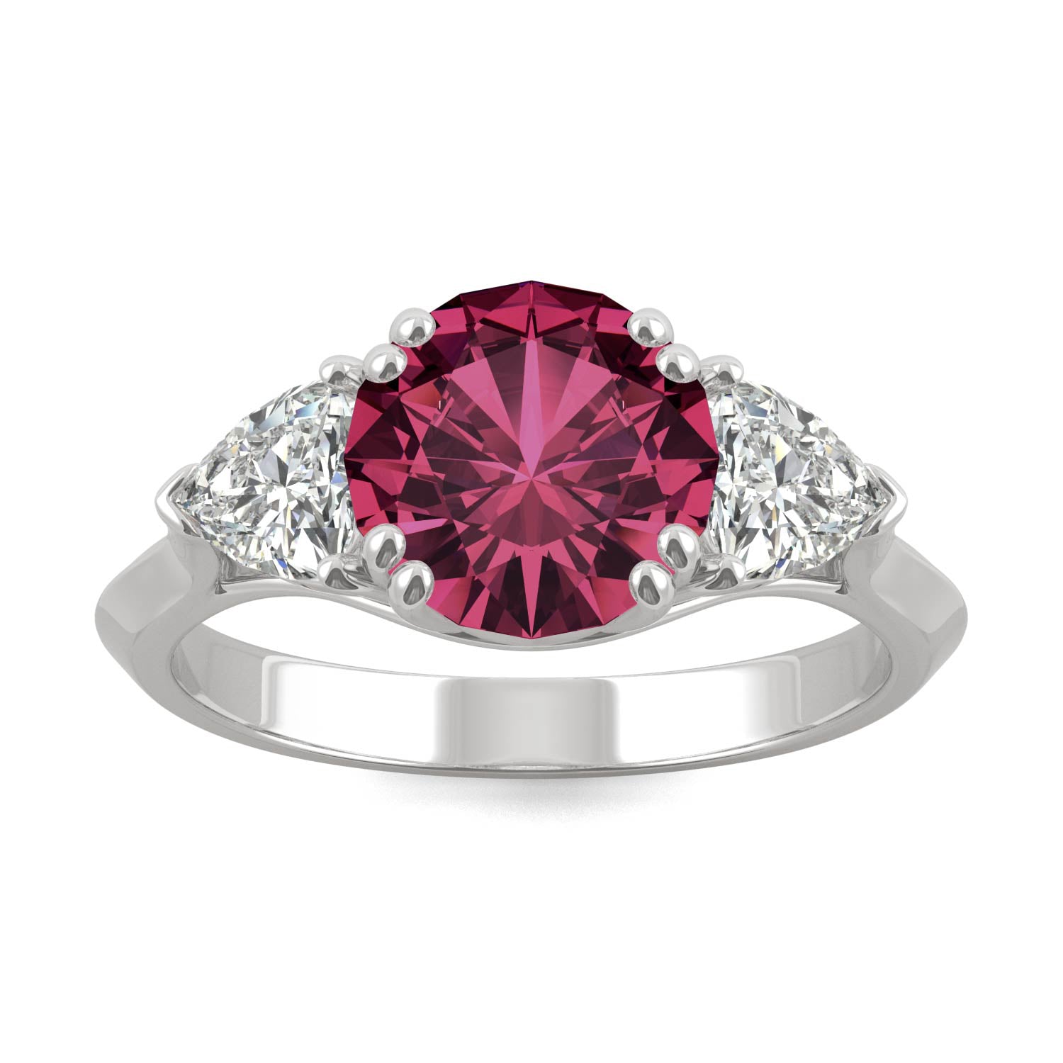 3.50 CTW DEW Round Ruby Engagement Ring in 14K White Gold