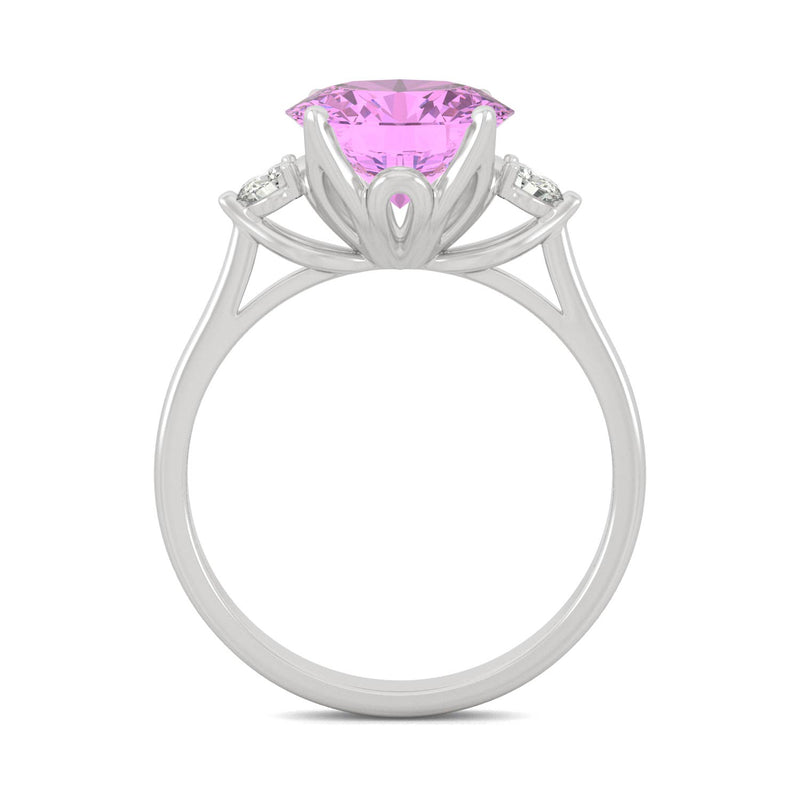 3.55 CTW DEW Round Sapphire Engagement Ring in 14K White Gold