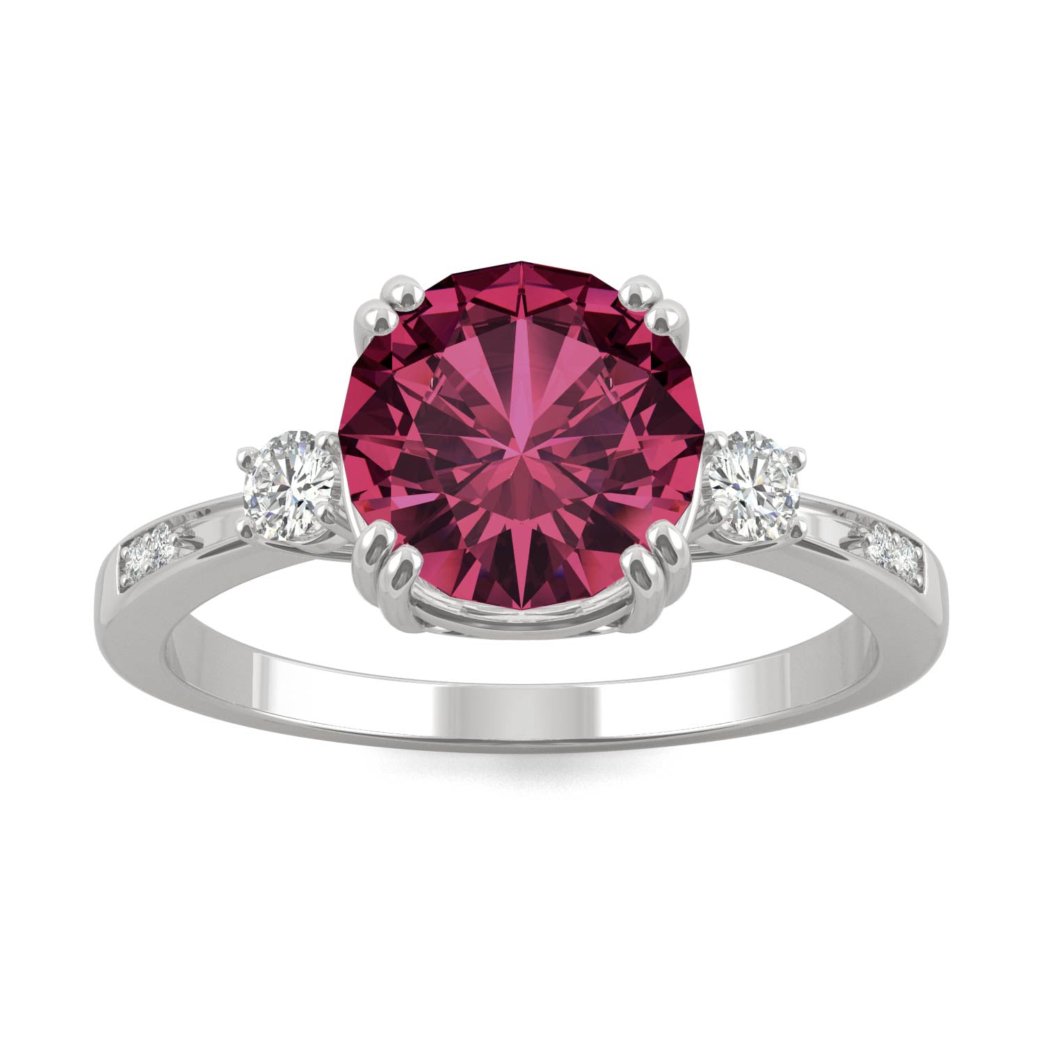 2.84 CTW DEW Round Ruby Basket Ring in 14K White Gold