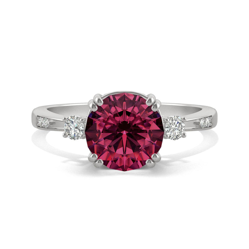 2.84 CTW DEW Round Ruby Basket Ring in 14K White Gold