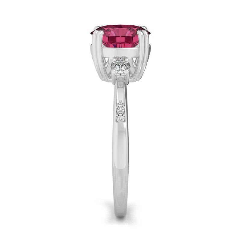 2.84 CTW DEW Round Ruby Basket Ring in 14K White Gold