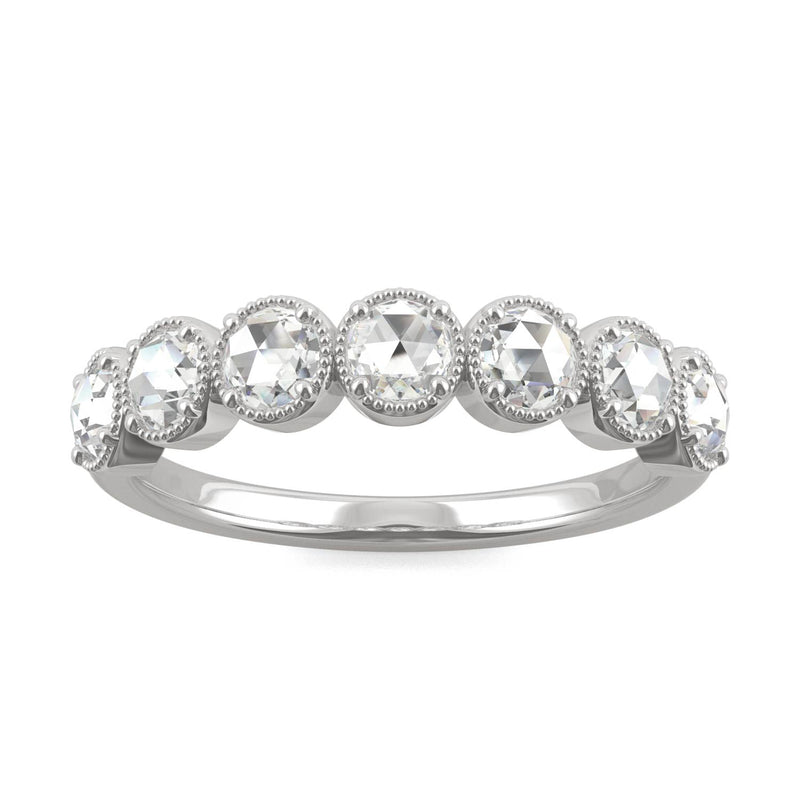 0.42 CTW DEW Round Moissanite Seven Stone Ring in 14K White Gold