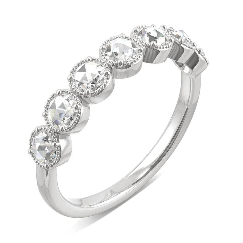 0.42 CTW DEW Round Moissanite Seven Stone Ring in 14K White Gold