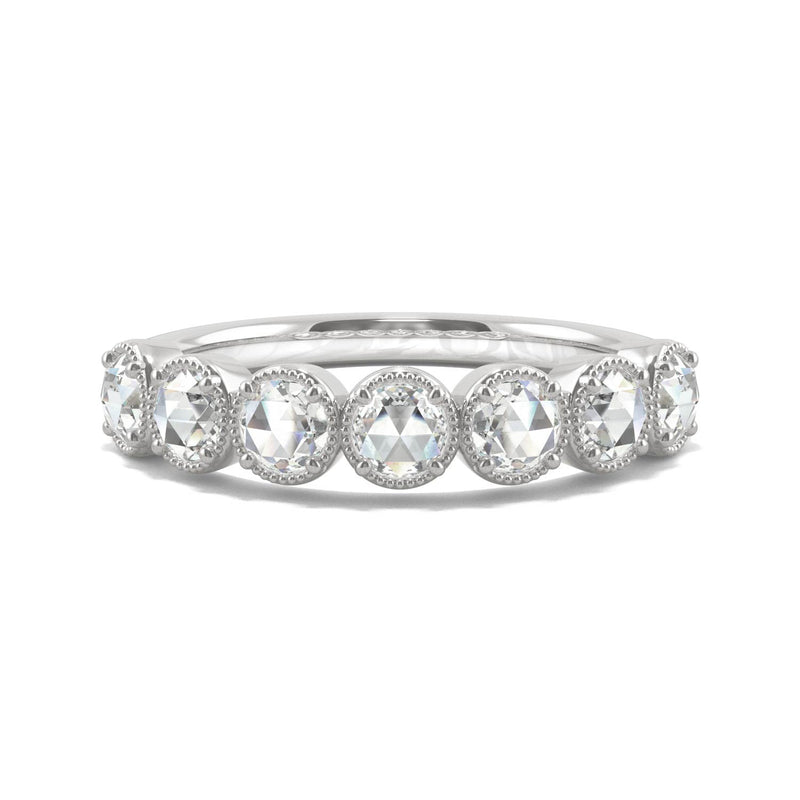 0.42 CTW DEW Round Moissanite Seven Stone Ring in 14K White Gold