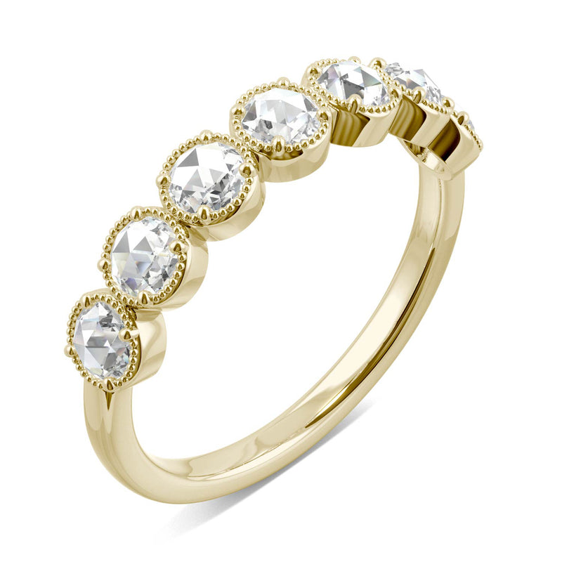 0.42 CTW DEW Round Moissanite Seven Stone Ring in 14K Yellow Gold