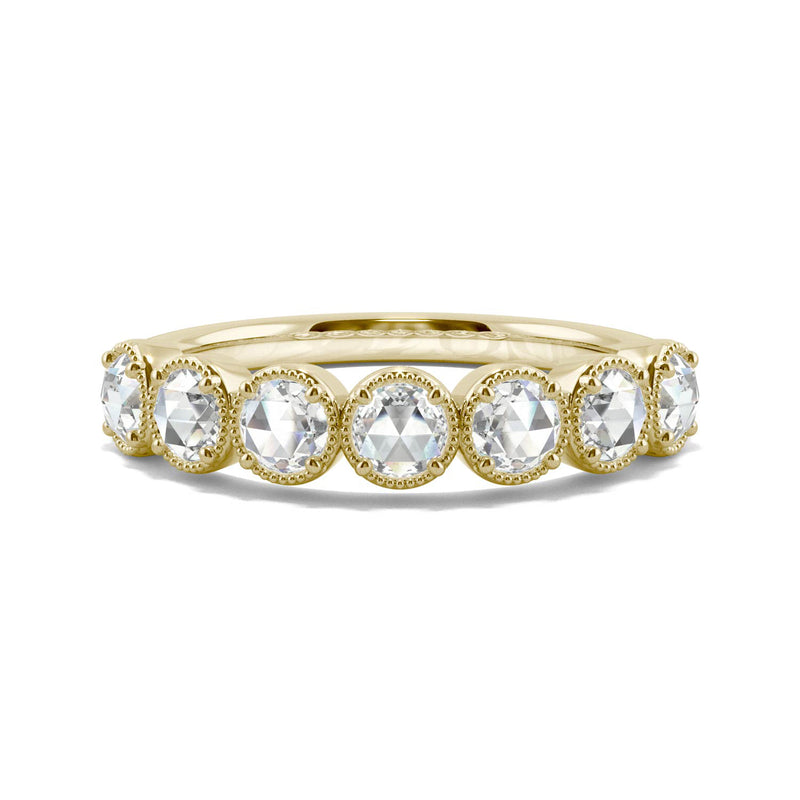 0.42 CTW DEW Round Moissanite Seven Stone Ring in 14K Yellow Gold