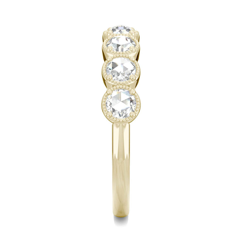 0.42 CTW DEW Round Moissanite Seven Stone Ring in 14K Yellow Gold