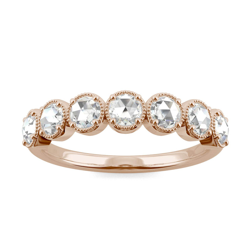 0.42 CTW DEW Round Moissanite Seven Stone Ring in 14K Rose Gold