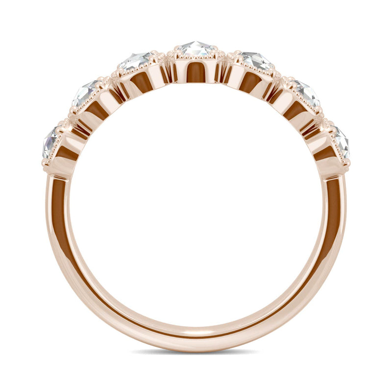 0.42 CTW DEW Round Moissanite Seven Stone Ring in 14K Rose Gold