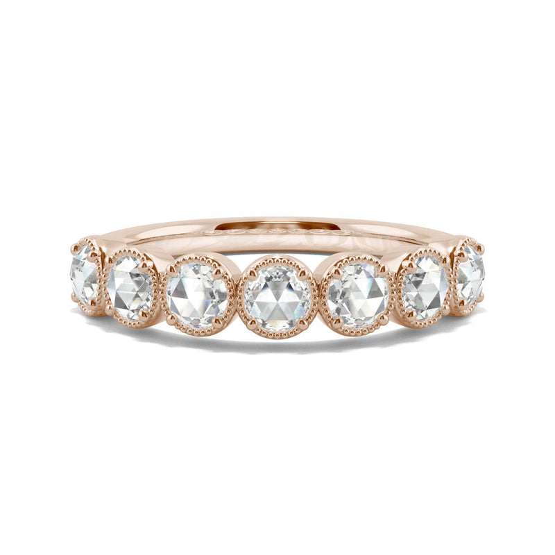 0.42 CTW DEW Round Moissanite Seven Stone Ring in 14K Rose Gold