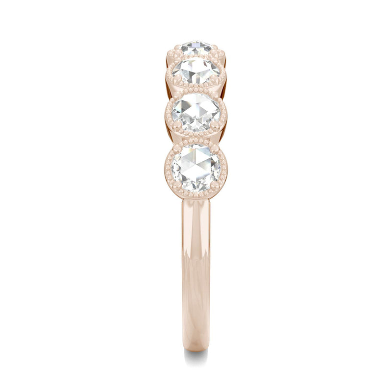 0.42 CTW DEW Round Moissanite Seven Stone Ring in 14K Rose Gold