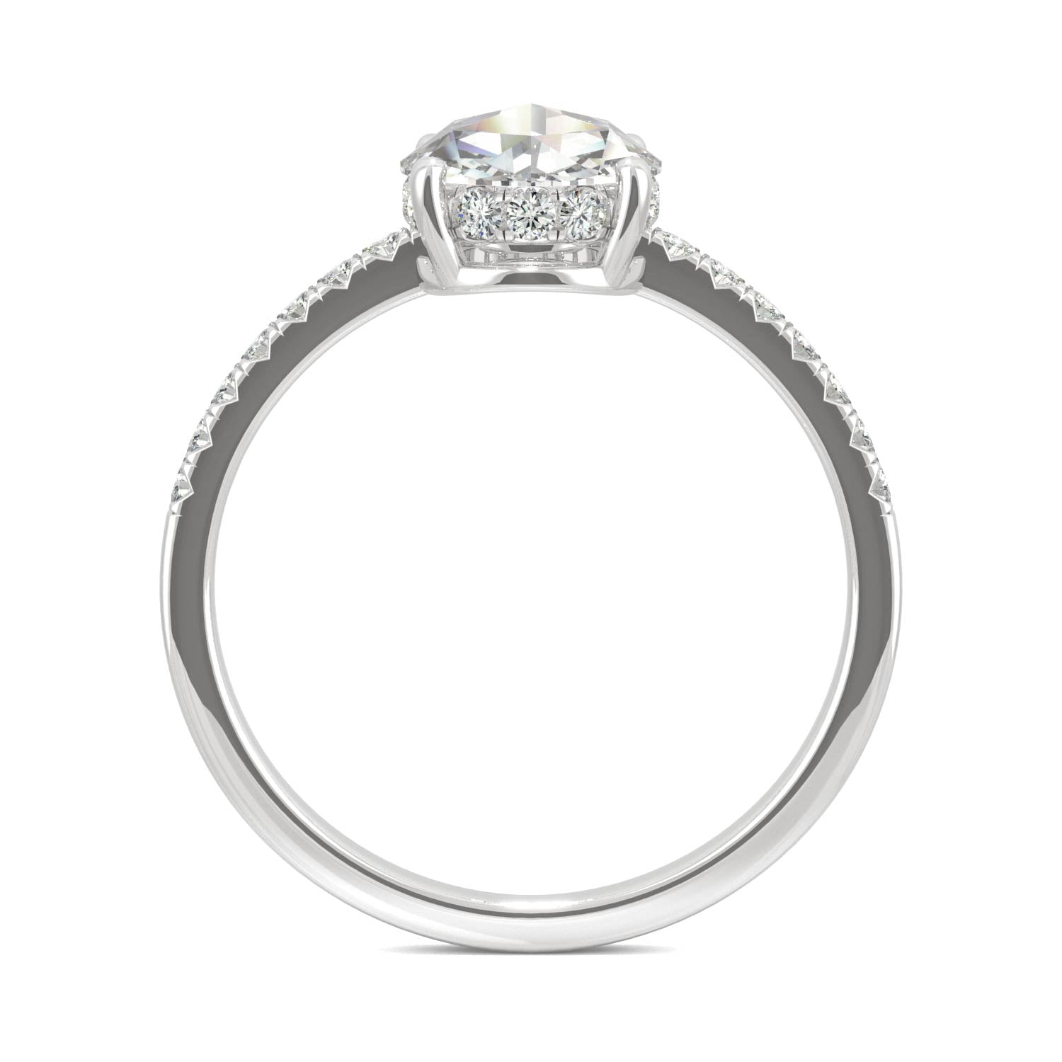 0.81 CTW DEW Round Moissanite Engagement Ring in 14K White Gold