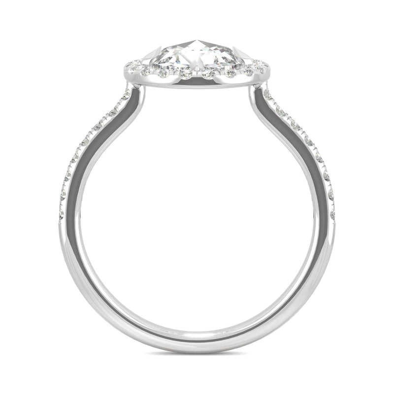 1.56 CTW DEW Round Moissanite Halo Ring in 14K White Gold
