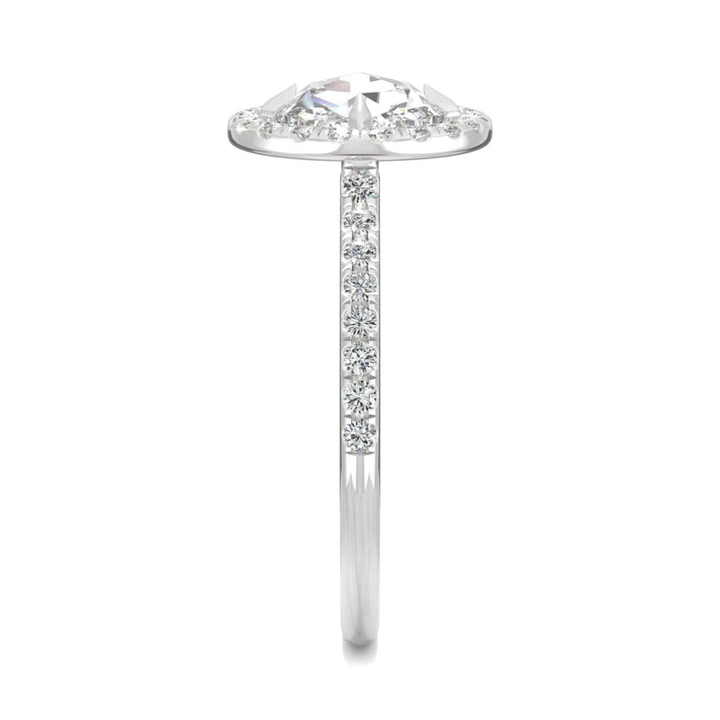1.56 CTW DEW Round Moissanite Halo Ring in 14K White Gold