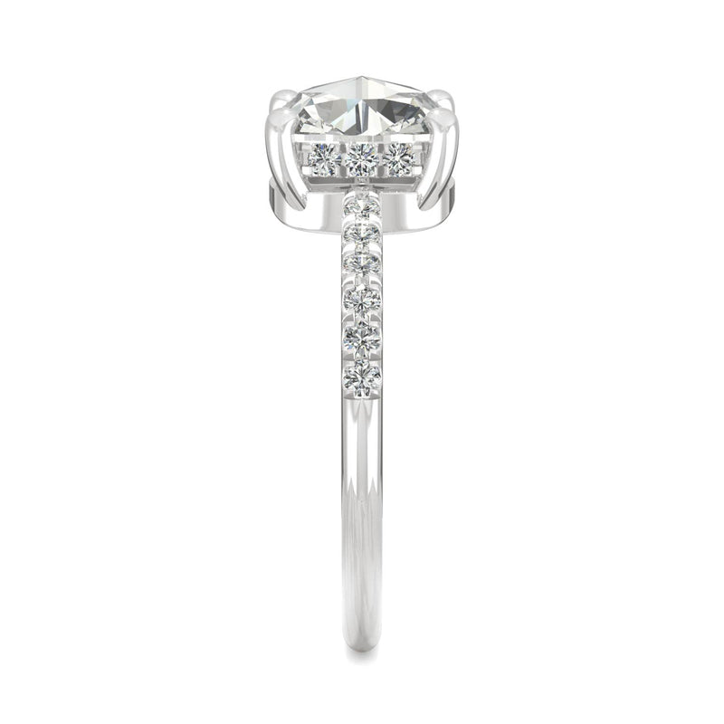 1.64 CTW DEW Cushion Moissanite Engagement Ring in 14K White Gold