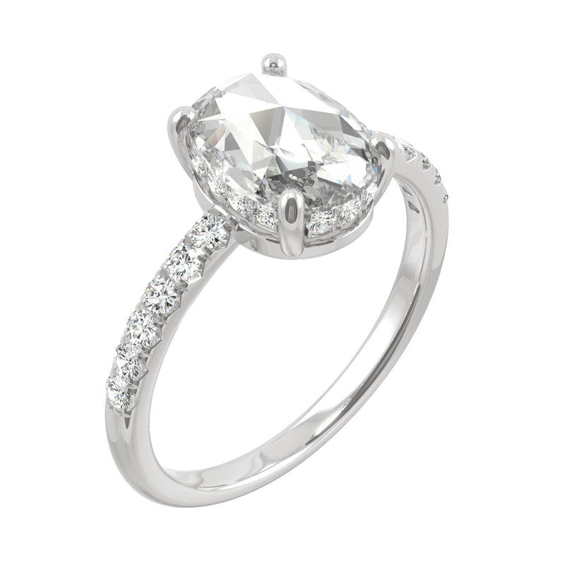 1.66 CTW DEW Rectangular Cushion Moissanite Engagement Ring in 14K White Gold