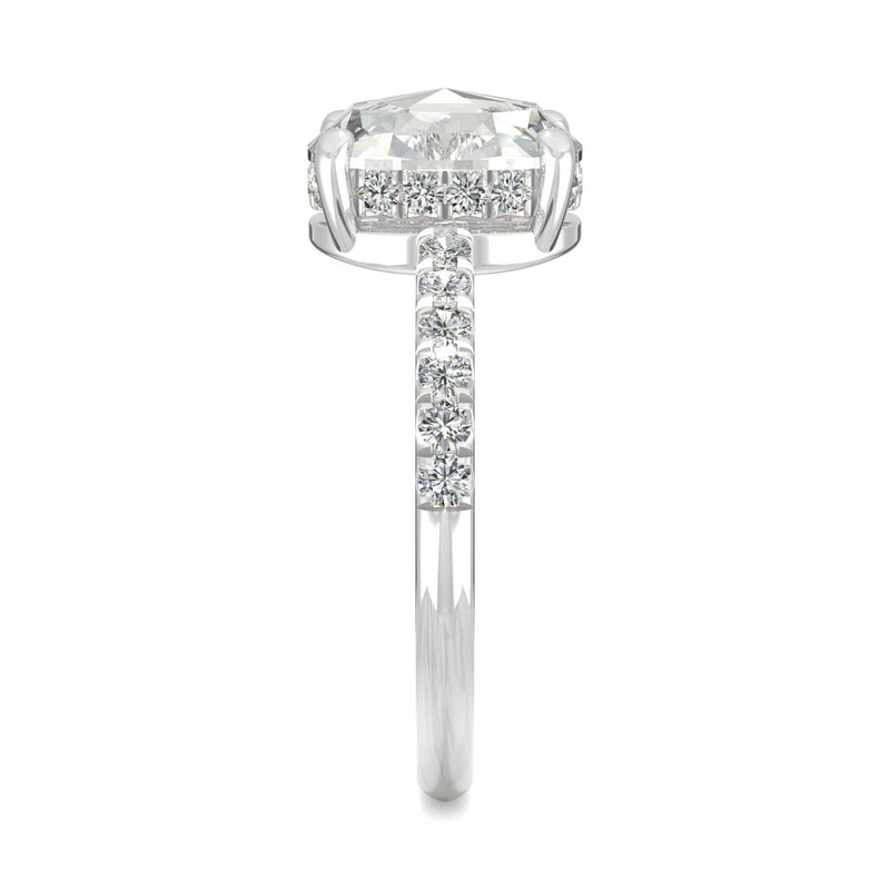1.66 CTW DEW Rectangular Cushion Moissanite Engagement Ring in 14K White Gold