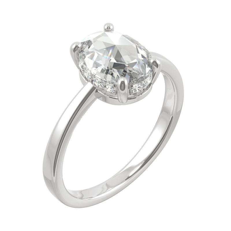 1.26 CTW DEW Oval Moissanite Halo Ring in 14K White Gold