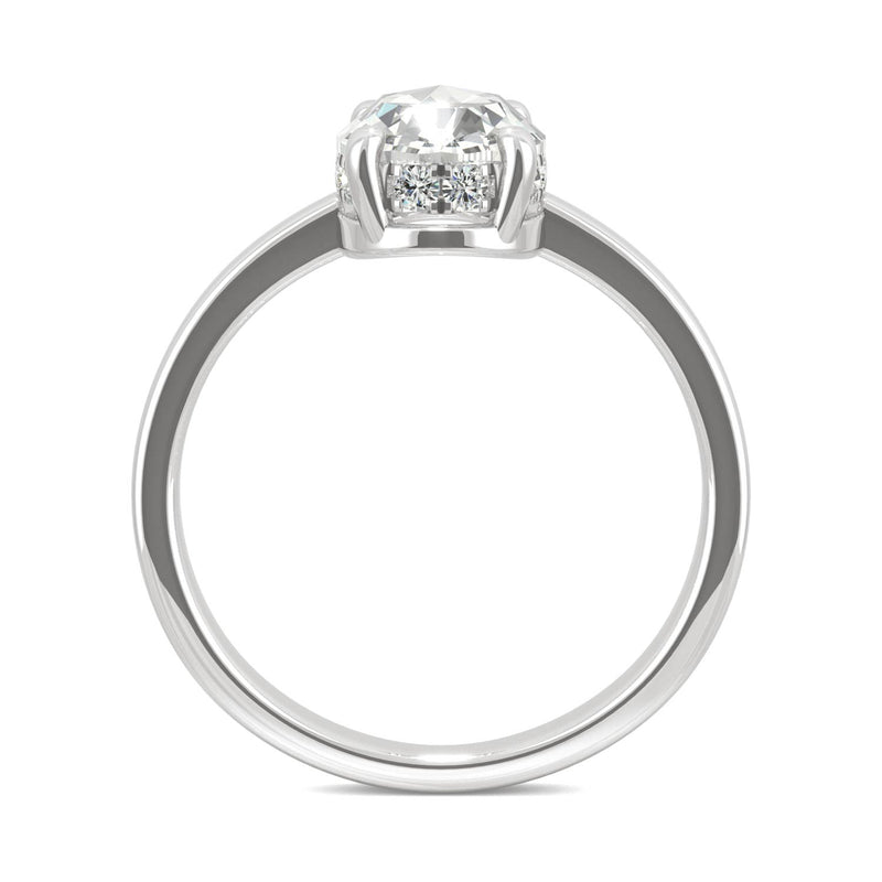 1.26 CTW DEW Oval Moissanite Halo Ring in 14K White Gold