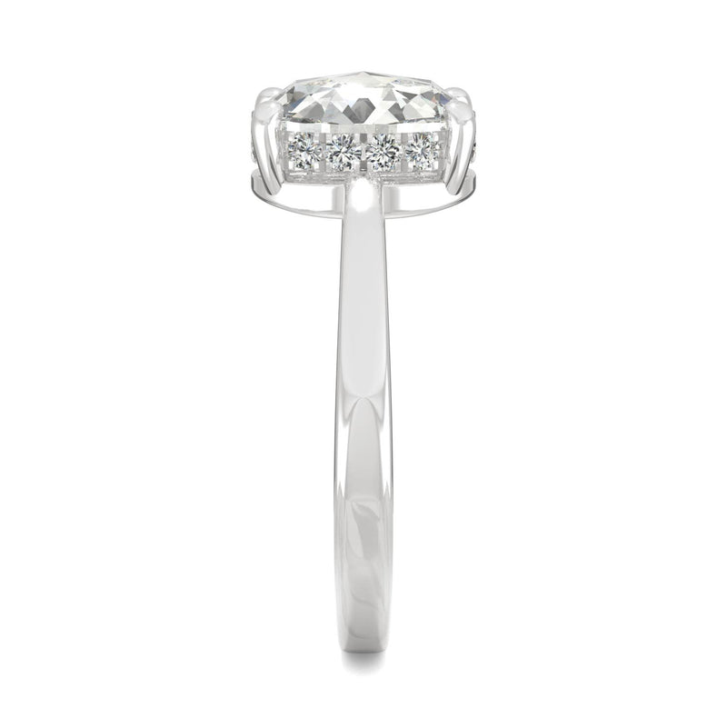 1.26 CTW DEW Oval Moissanite Halo Ring in 14K White Gold