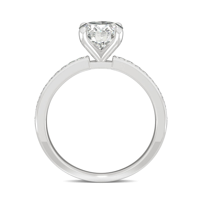 2.28 CTW DEW Oval Moissanite Engagement Ring in 14K White Gold