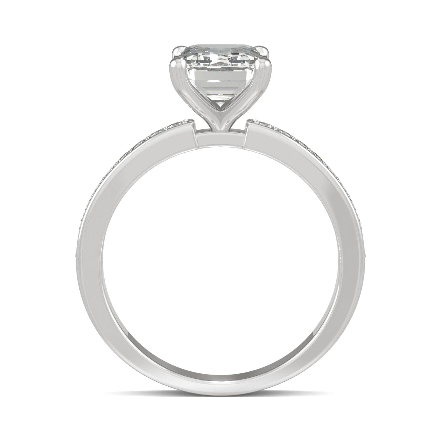 2.70 CTW DEW Emerald Moissanite Engagement Ring in 14K White Gold