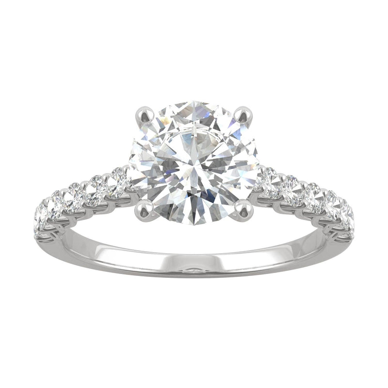 1.92 CTW DEW Round Moissanite Engagement Ring in 14K White Gold