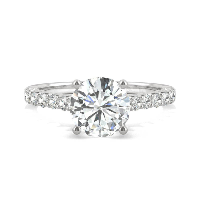 1.92 CTW DEW Round Moissanite Engagement Ring in 14K White Gold