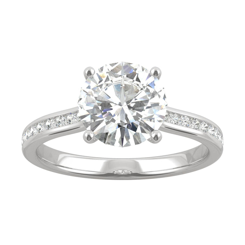2.08 CTW DEW Round Moissanite Engagement Ring in 14K White Gold
