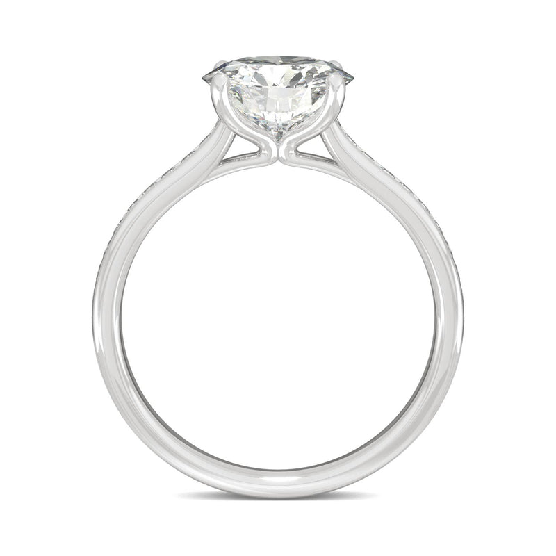 2.08 CTW DEW Round Moissanite Engagement Ring in 14K White Gold