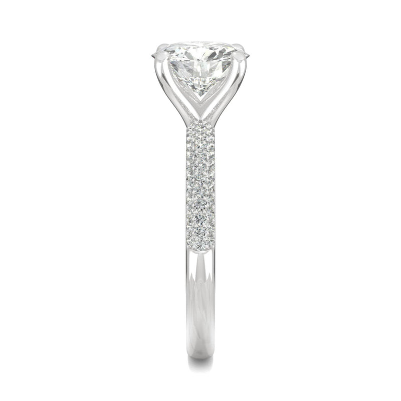 2.11 CTW DEW Round Moissanite Halo Ring in 14K White Gold