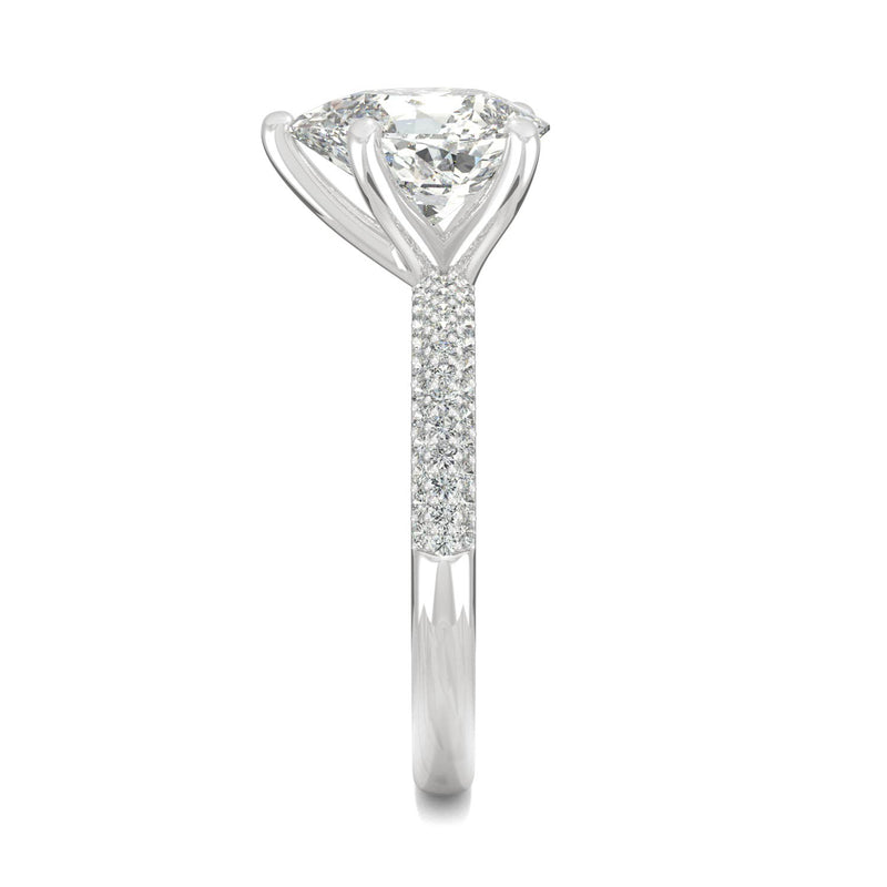 2.31 CTW DEW Pear Moissanite Pave Ring in 14K White Gold