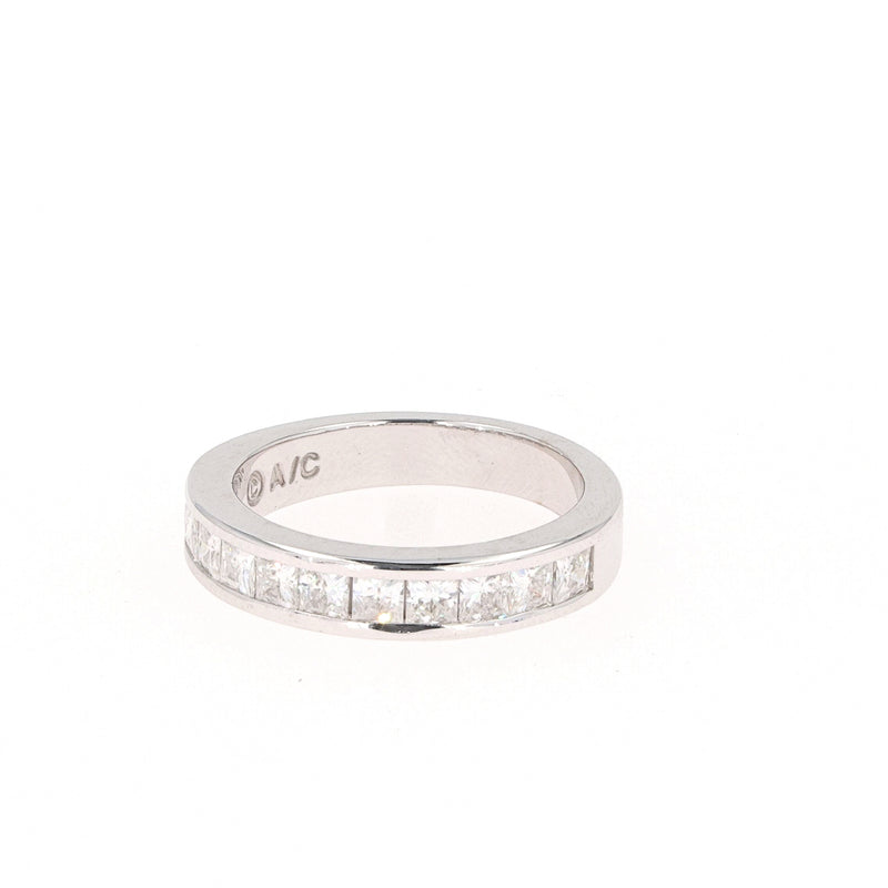 0.84 CTW DEW Square Near-Colorless Moissanite Anniversary Band in 14K White Gold