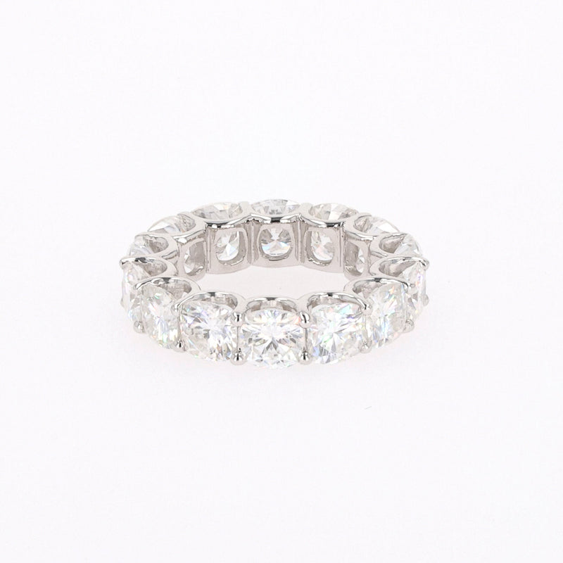 8.50 CTW DEW Cushion Near-Colorless Moissanite Eternity Ring in 14K White Gold