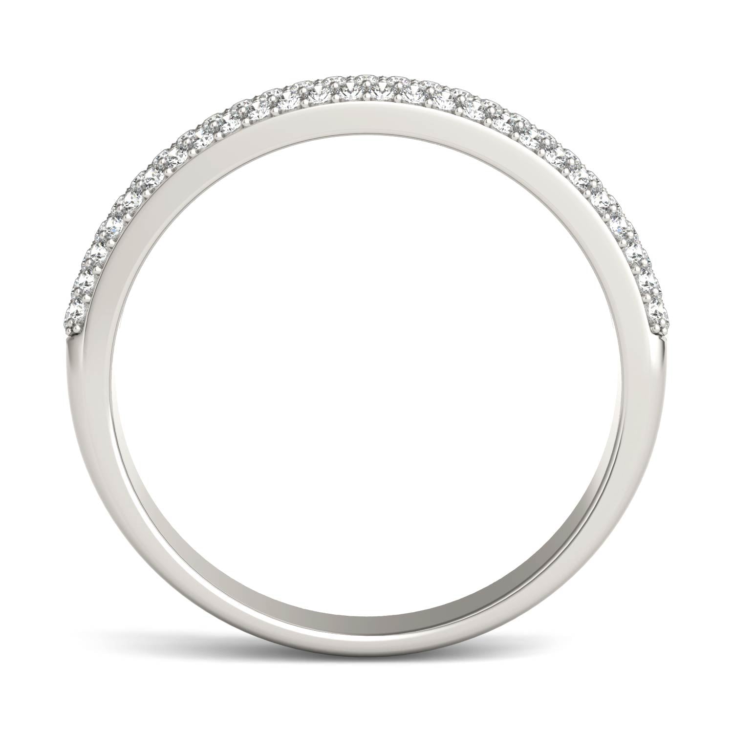 0.17 CTW DEW Round Moissanite Pave Ring in 14K White Gold