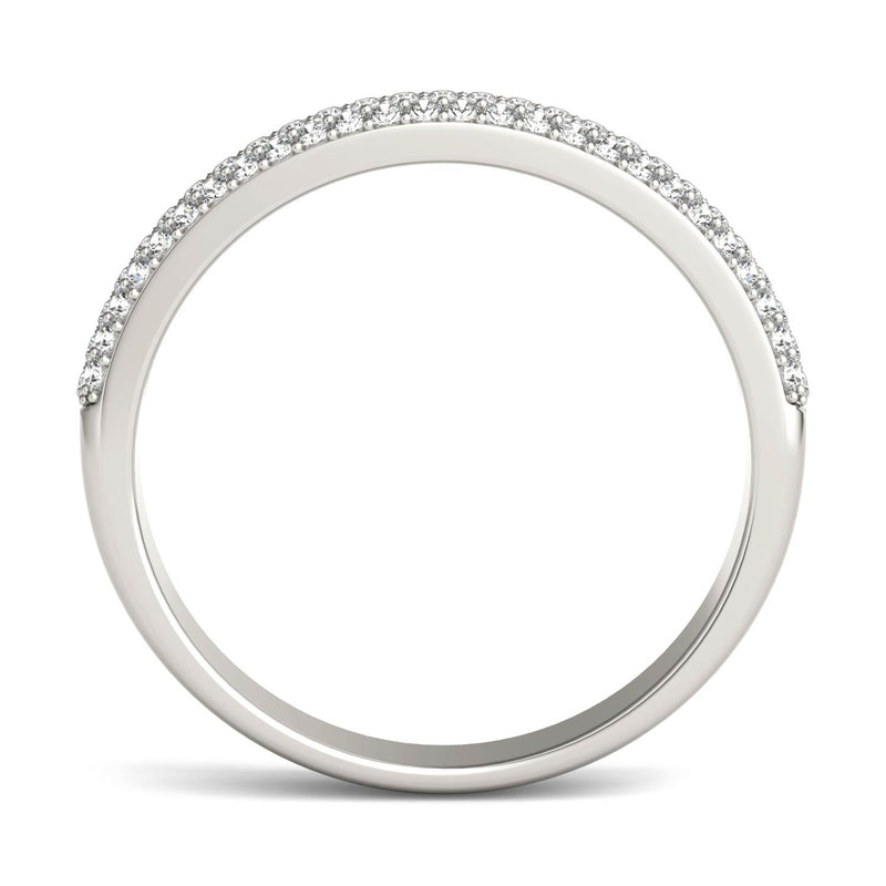 0.17 CTW DEW Round Moissanite Pave Ring in 14K White Gold