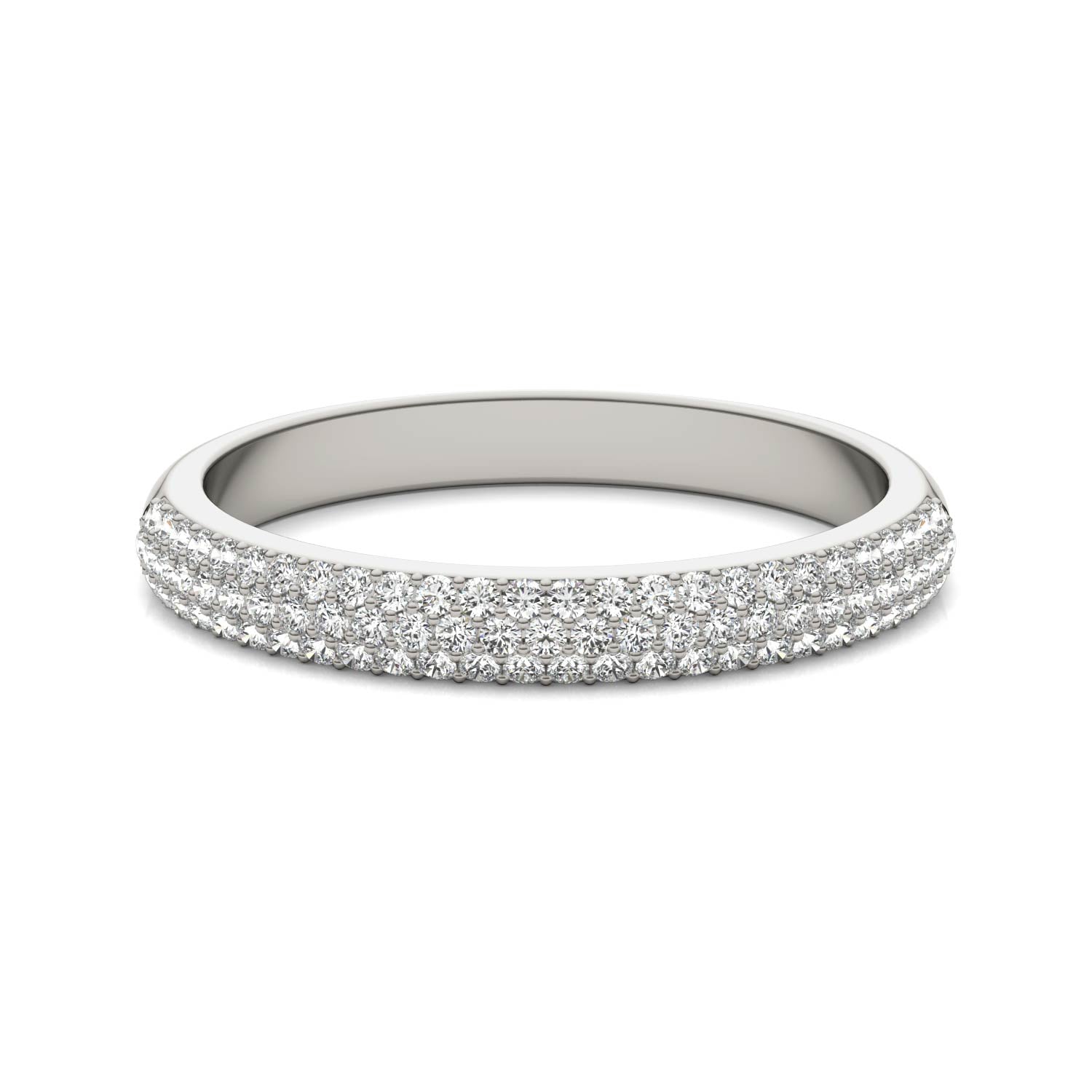 0.17 CTW DEW Round Moissanite Pave Ring in 14K White Gold