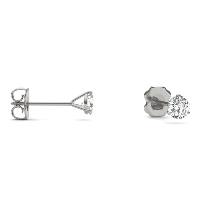 0.20 CTW DEW Round Moissanite Stud Earrings in 14K White Gold