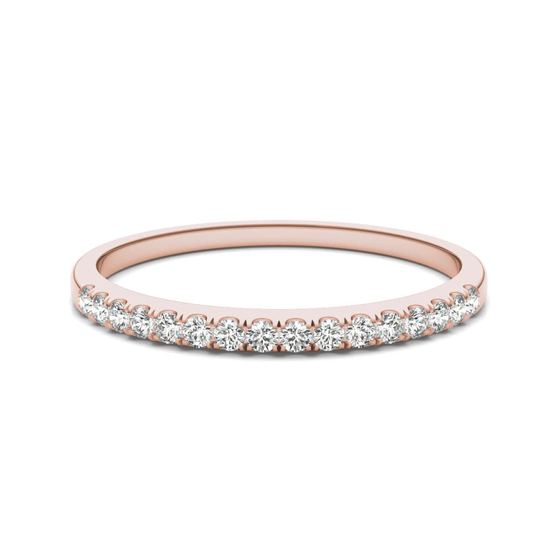 0.16 CTW DEW Round Moissanite Anniversary Band in 14K Rose Gold