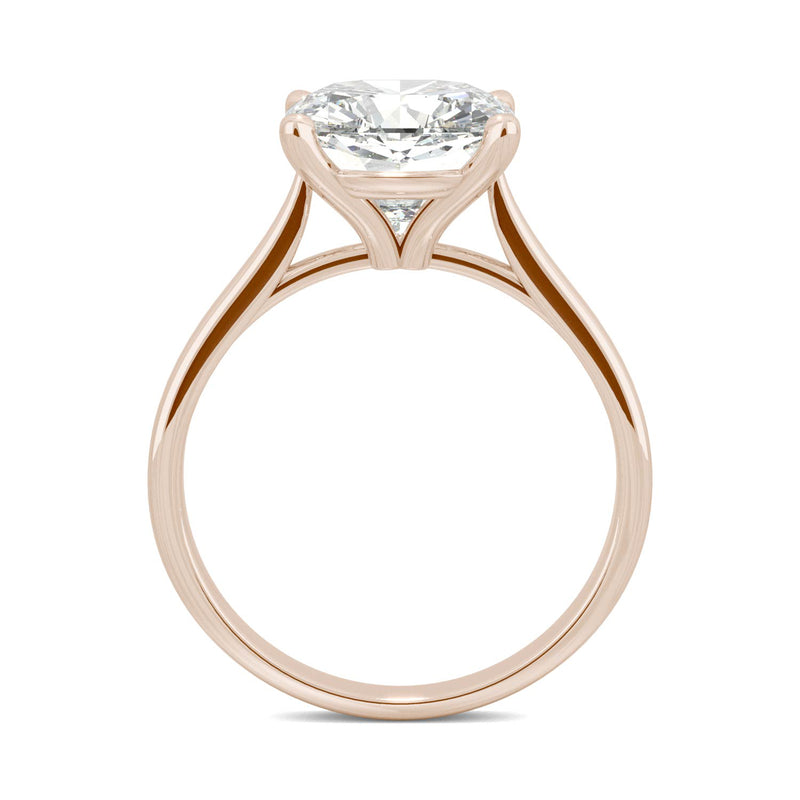 3.30 CTW DEW Cushion Moissanite Engagement Ring in 14K Rose Gold