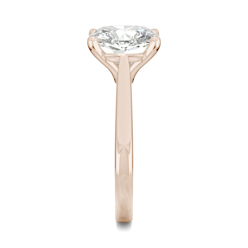 3.30 CTW DEW Cushion Moissanite Engagement Ring in 14K Rose Gold