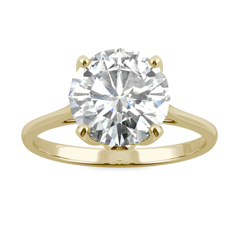 2.70 CTW DEW Round Moissanite Engagement Ring in 14K Yellow Gold