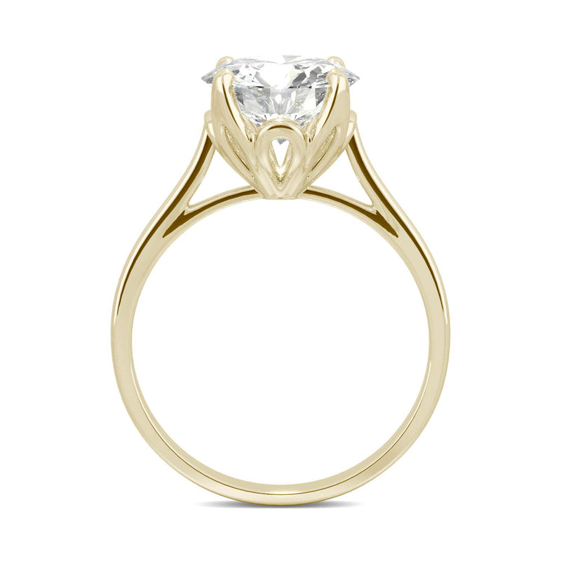 2.70 CTW DEW Round Moissanite Engagement Ring in 14K Yellow Gold