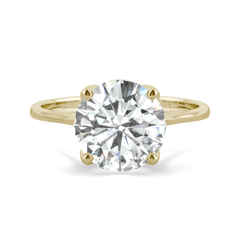 2.70 CTW DEW Round Moissanite Engagement Ring in 14K Yellow Gold