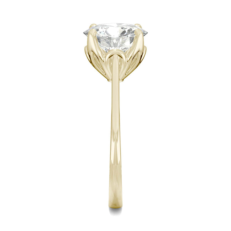 2.70 CTW DEW Round Moissanite Engagement Ring in 14K Yellow Gold