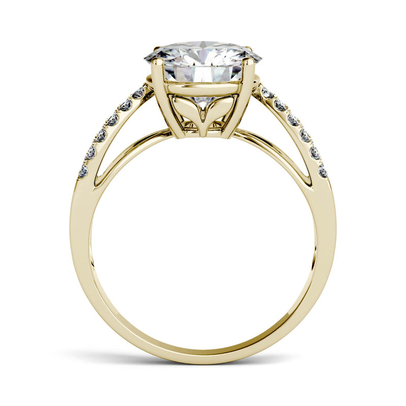 2.92 CTW DEW Round Moissanite Engagement Ring in 14K Yellow Gold