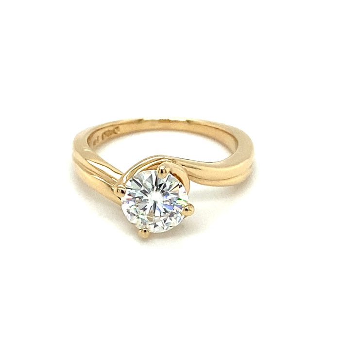 1.00 CTW DEW Round Near-Colorless Moissanite Solitaire Engagement Ring in 14K Gold