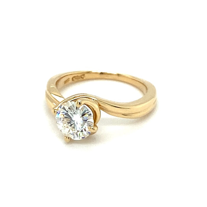 1.00 CTW DEW Round Near-Colorless Moissanite Solitaire Engagement Ring in 14K Gold
